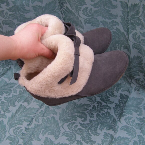 80%20 LIKE NEW size 9 Suede and Shearling Booties w/Box - Picture 15 of 16